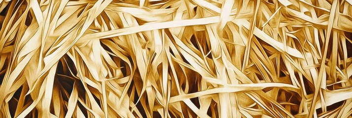 Wall Mural - Abstract concept of twisted straw texture in warm golden brown tones