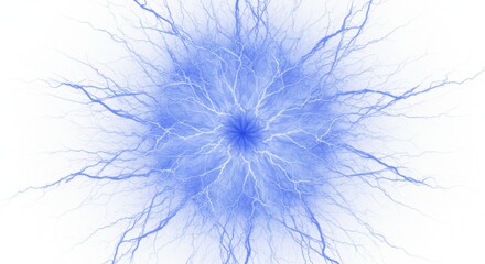 Poster - A blue and white abstract image featuring radiating lines from a central point on a white background