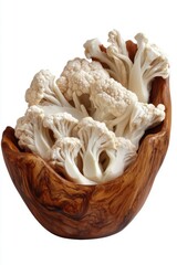 Aufkleber - Cauliflower Freshness Vegetable Arrangement Raw Organic Nutrition Bowl Close up Natural Wooden Container Dietary