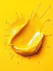 Poster - Vibrant yellow liquid splash against a matching backdrop creating a dynamic and textured close up shot