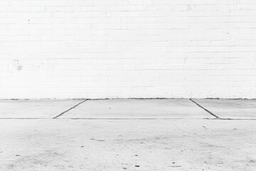 Leinwandbilder - Minimalist urban backdrop featuring a white brick wall and concrete ground perfect for overlay text and graphics