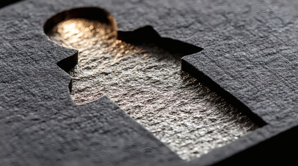 Poster - Intricate Design of Figure Cutout in Textured Black Material