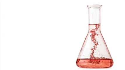 Poster - transparent laboratory flask with red liquid and bubbles inside