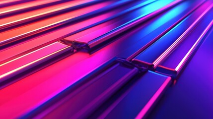Poster - Abstract Colorful Lines with Neon Glow in Futuristic Concept