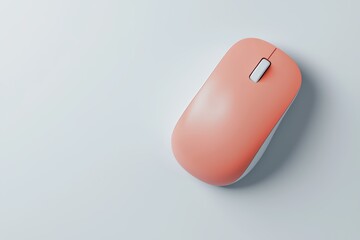 Poster - Pink Wireless Mouse on a Light Background for Modern Office Setup
