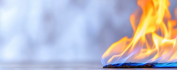Fototapete - Dynamic gas flame in blue hue, creating captivating visual effect on neutral background
