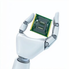 Poster - Robotic Hand Holding Microchip in Technology and Innovation Concept
