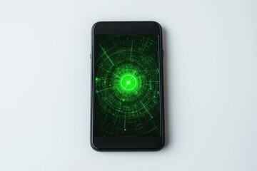 Poster - Green Digital Display of Technology on Smartphone Against White Background