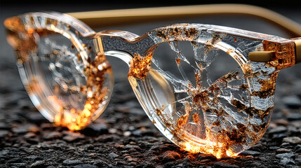 Poster - Shattered Glasses with Unique Design and Artistic Reflection Effects
