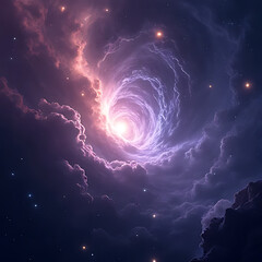 Wall Mural - Radiant tear in the universe revealing dimensional layers, surrounded by stars, gas clouds and subtle planetary debris, striking color harmony