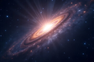 Wall Mural - Radiant tear in the universe revealing dimensional layers, surrounded by stars, gas clouds and subtle planetary debris, striking color harmony