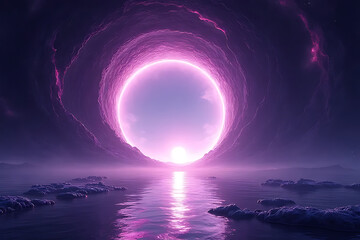 Wall Mural - glowing vortex-like cosmic rift with dust trails and fractured void lines, balanced scene with layer
