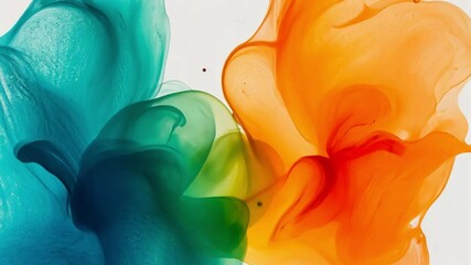 Poster - Vibrant abstract motion of blue and orange paint swirls showcases fluid creativity, blending colors in artistic display that evokes energy and imagination.