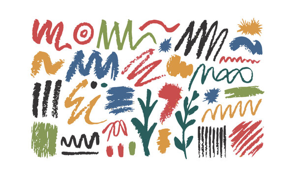 Modern vector illustration of abstract hand-drawn scribbles brush strokes, easily editable.