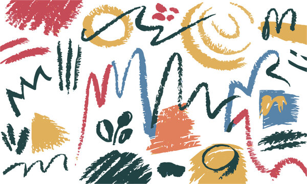Modern vector illustration of abstract hand-drawn scribbles brush strokes, easily editable.