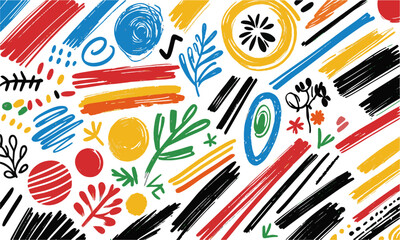 Leinwandbilder - Modern vector illustration of abstract hand-drawn scribbles brush strokes, easily editable.