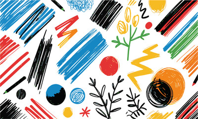 Leinwandbilder - Modern vector illustration of abstract hand-drawn scribbles brush strokes, easily editable.