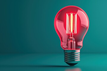 Poster - Red lightbulb shining brightly, illuminating innovative entrepreneurship and ideas