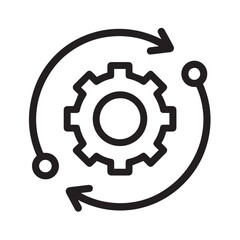 Poster -  Gear Icon with Arrows: An intricately designed gear icon, enclosed within a looping set of arrows, symbolizes continuous improvement and operational efficiency in a clean, modern design.