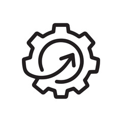 Poster - Gear Icon with Progress Arrow: The emblem of industrial progress and efficiency, a gear icon features a dynamic upward-curving arrow symbolizing growth, innovation.