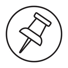Poster - Simplified Pushpin: A minimalist and elegant outline of a pushpin, encircled within a graphic, representing ideas, projects, and notes. Capturing simplicity and functionality