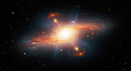 Wall Mural - Cosmic explosion in deep space, swirling nebulae and vibrant stars