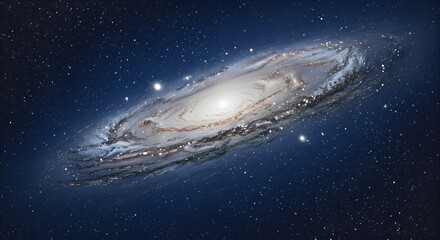 Wall Mural - Spiral galaxy bathed in starlight, swirling arms of cosmic dust