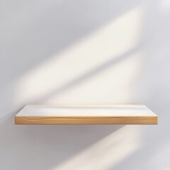 Poster - Minimalist floating shelf display against a soft white wall with serene light and shadow play