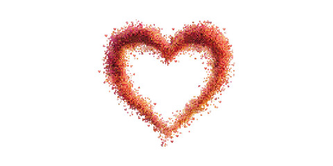 Poster - Abstract Heart Shape Composed Of Colorful Pixels. Symbolizes Love And Digital Artistry Isolated On Transparent Background