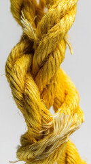 Poster - Close-up of yellow rope texture, showing intricate fiber detail and knotting, suggesting strength, connection, or resilience