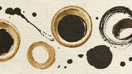 Poster - Abstract ink circles and splatters on textured paper creating a minimalist design
