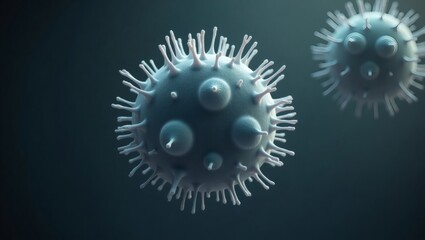 Poster - an abstract microscopic representation of a virus, showcasing intricate details and a menacing appearance