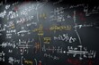 © AuraArt - Intricate mathematical equations and formulas densely cover a dark chalkboard, showcasing complex calculations and scientific concepts.