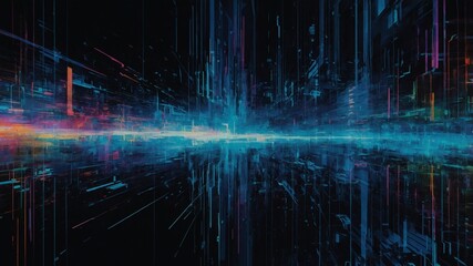 Aufkleber - abstract digital landscape showing interconnected lines and glowing effects. The image creates a futuristic atmosphere, representing data and technology