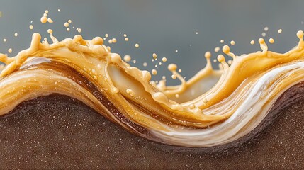 Poster - Artistic splash of coffee and milk creating a dynamic and abstract wave pattern