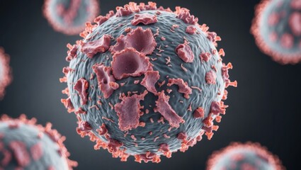 Poster - a detailed close-up of a virus particle, highlighting its complex structure and menacing appearance