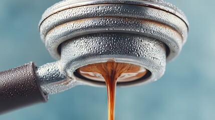 Poster - Close up of fresh espresso pouring from the portafilter with a creamy texture