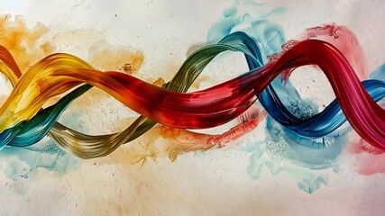 Poster - vibrant abstract design flowing waves of color in red, blue, green, and yellow create dynamic energy