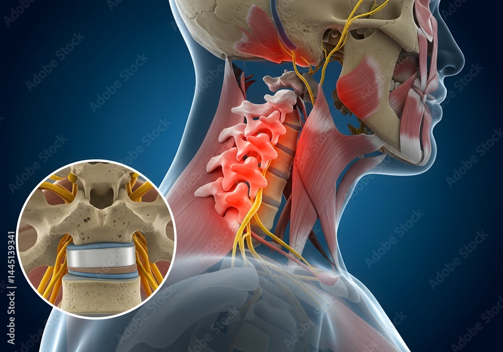 Human Neck Anatomy Cervical Spine, Nerves, Muscles, Skeleton ...