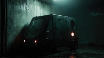 Aufkleber - A lone car with its interior light on in a dimly lit room