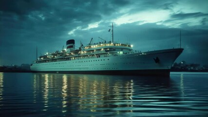 Poster - A large cruise ship sits in the middle of a body of water, suitable for travel and tourism images