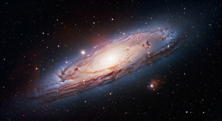 Wall Mural - Spiral galaxy in deep space, vast cosmic expanse with swirling arms, numerous stars
