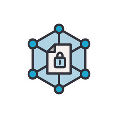 Poster - File security colored icons, minimalist vector illustration ,simple transparent graphic element .Isolated on white background