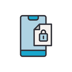 Poster - File security app colored icons, minimalist vector illustration ,simple transparent graphic element .Isolated on white background