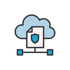 Poster - File security colored icons, minimalist vector illustration ,simple transparent graphic element .Isolated on white background