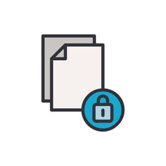 Poster - File security colored icons, minimalist vector illustration ,simple transparent graphic element .Isolated on white background