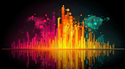 Poster - AI Financial Analytics Dashboard, interactive world map presentation, real-time transaction insights, vibrant fintech data visuals, minimalist design, spacious and uncluttered environment
