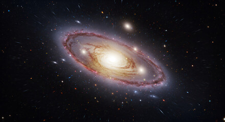 Wall Mural - Spiral galaxy with vibrant colors and dust lanes in the vastness of space.  Detailed view of a galaxy's structure