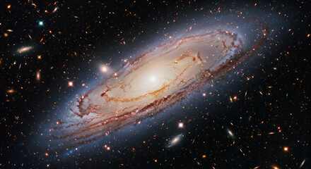 Wall Mural - Spiral galaxy with vibrant colors and numerous stars.  Vast expanse of space
