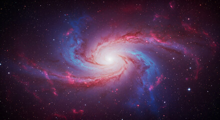 Wall Mural - Spiral galaxy with vibrant colors and swirling nebulae in deep space.  Vast expanse of stars and cosmic dust